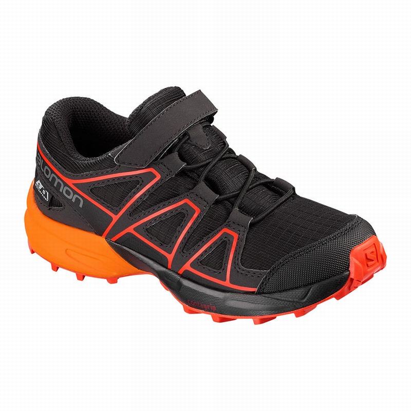 Salomon Singapore Kids Trail Running Shoes - SPEEDCROSS CLIMASALOMON™ WATERPROOF Black/Brown | 94527